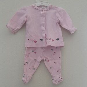 Pink Baby Petit Lem Two-Piece Pajama Set with Sheep Print